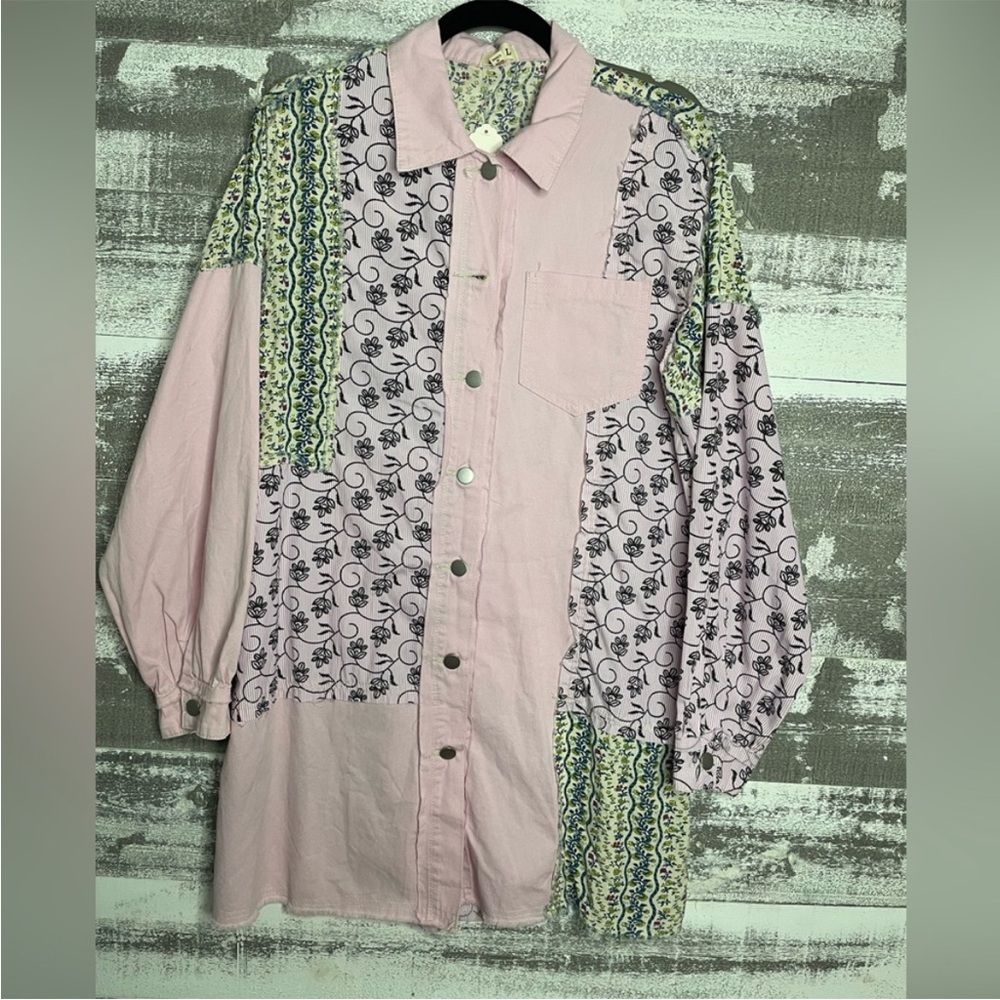 POL Pink Floral-Print Button Shirt